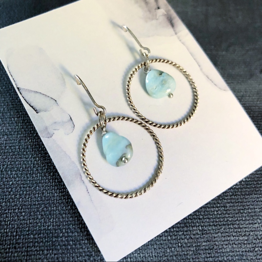 Turquoise Lasso Sterling Circular Hoop earrings